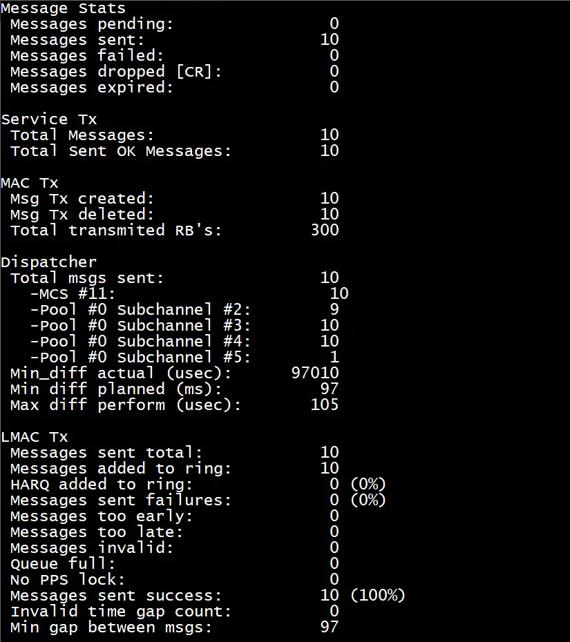 Send 10 V2X packets from the TX node